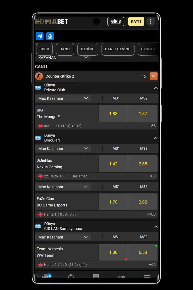 Romabet E-Spor Bahisleri
